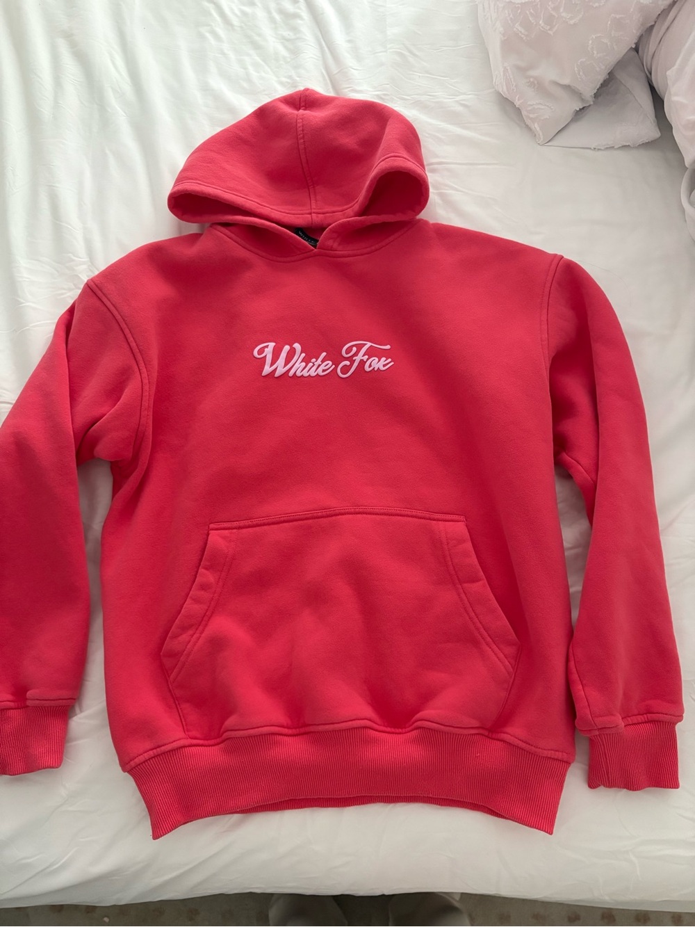 White fox Red Logo Hoodie women